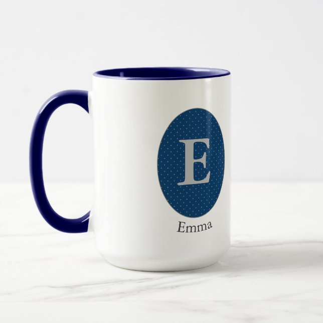 Taza Monograma elegante personalizado azul (Izquierda)