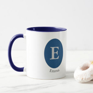 Taza Monograma elegante personalizado azul