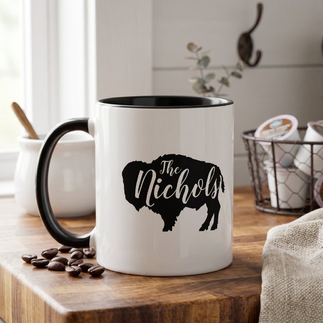 Taza Monograma Familiar de Búfalo Rústico (Subido por el creador)
