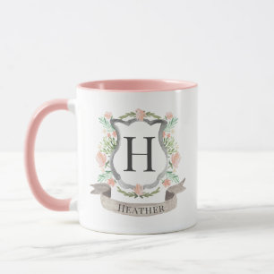 Taza Monograma floral acuarela