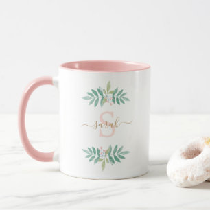 Taza Monograma floral acuarela