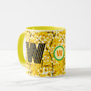 Taza Monograma floral Café Mug (regalo inicial único)