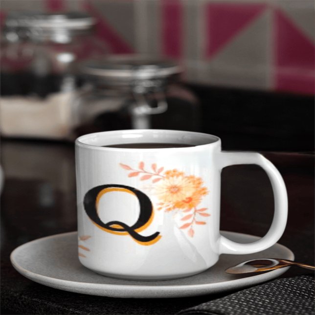 Taza Monograma floral Mug - Letra elegante Q-writ u nom (Subido por el creador)