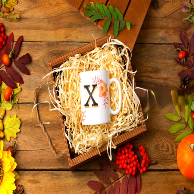Taza Monograma floral Mug - Letra elegante X-writ u nom (Subido por el creador)