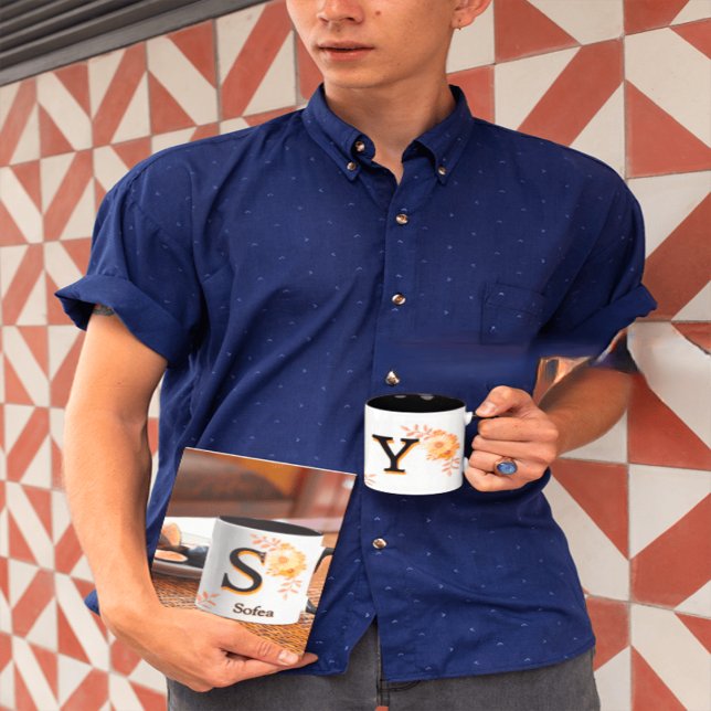 Taza Monograma floral Mug - Letra elegante y escribe u  (Subido por el creador)