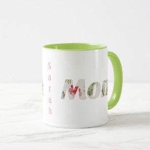 Taza Monograma Floral Tropical de Dos Tonos para Mamá