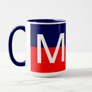 Taza Monograma genial moderno rojo blanco y azul