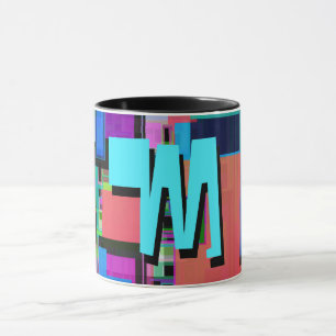 Taza Monograma geométrico colorido inspirado en los 90