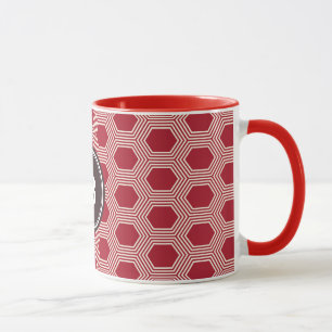 Taza Monograma geométrico de los modelos del panal roj