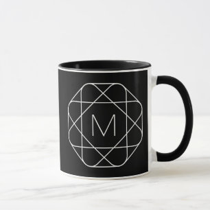 Taza Monograma geométrico negro y blanco