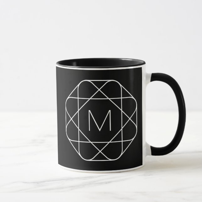Taza Monograma geométrico negro y blanco (Derecha)