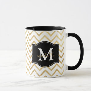 Taza Monograma Gold Zig Zags Personalizado