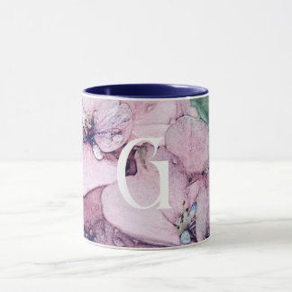 Taza Monograma Hermosa Acuarela Rosa Mug
