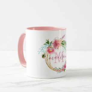 Taza Monograma indicado con letras del oro de la mano