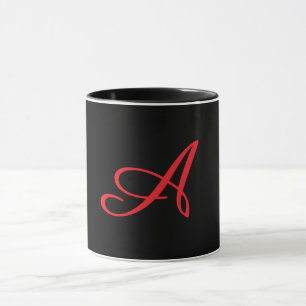Taza Monograma Inicial Cursiva A Negro