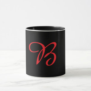 Taza Monograma Inicial Cursiva B Negro