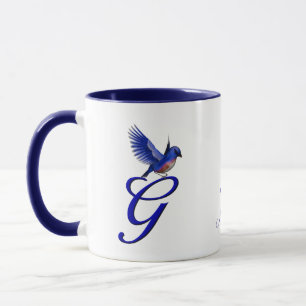 Taza Monograma inicial G Bluebird elegante personalizad