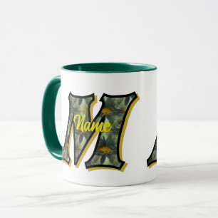 Taza Monograma Inicial M Margaritas Arte Floral Persona