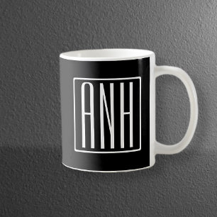 Taza Monograma Iniciales Negrita Moderna 3 Blanco Sob