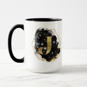 Taza Monograma J Glam Gold Glitter