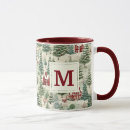 Taza Monograma Los Navidades rústicos de Woodland son a
