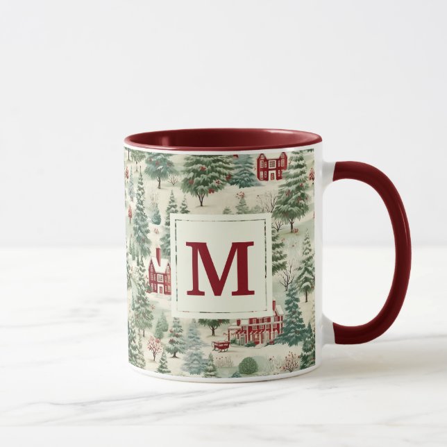 Taza Monograma Los Navidades rústicos de Woodland son a (Derecha)
