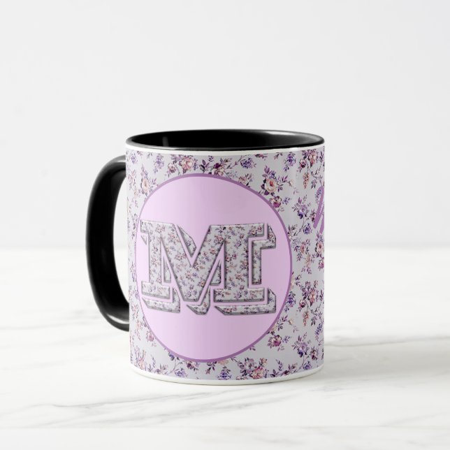 Taza Monograma M de flores de lujo (Anverso izquierdo)