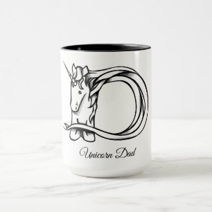 Taza Monograma mágico D unicornio papá o tu texto