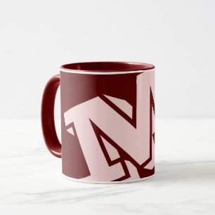 Taza Monograma Mínimo Negrita Rosa Rubor Burgundy Grana