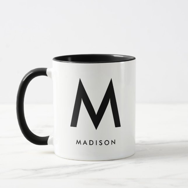 Taza Monograma moderno | Blanco y negro (Izquierda)