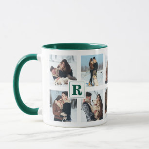 Taza Monograma moderno de Collage de fotos de múltiples