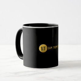 Taza Monograma moderno de lujo y negro personalizado