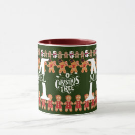 Taza Monograma moderno de Navidad con pan de jengibre