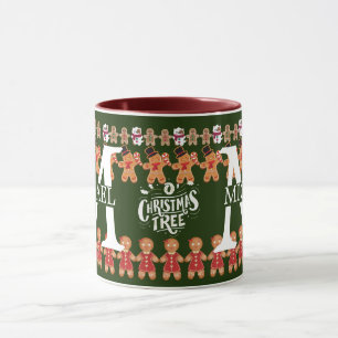 Taza Monograma moderno de Navidad con pan de jengibre 