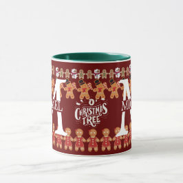 Taza Monograma moderno de Navidad de pan de jengibre
