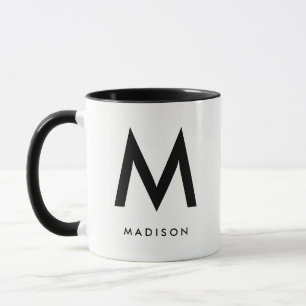 Taza Monograma moderno el   blanco y negro