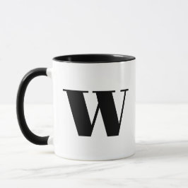 Taza Monograma moderno Letra inicial con blanco y negro