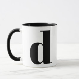Taza Monograma moderno Letra inicial D Negro y Blanco