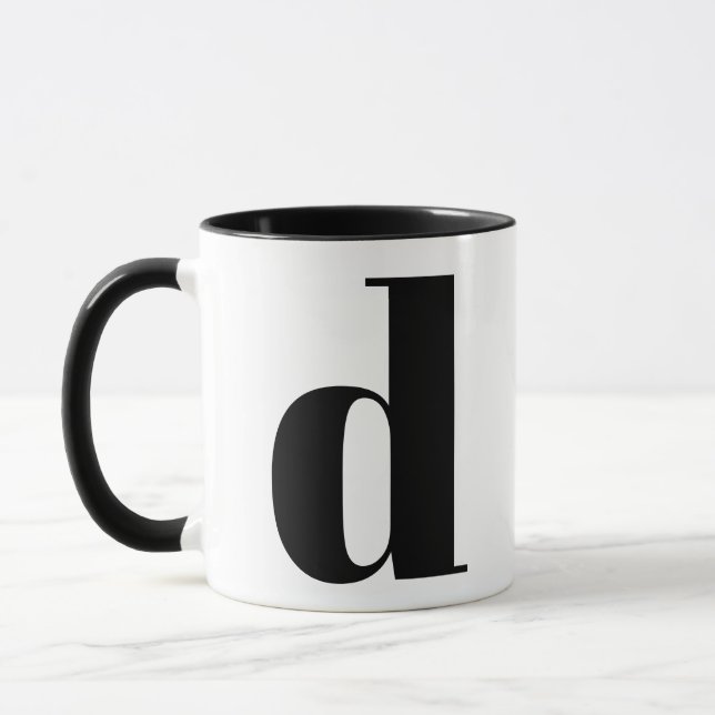 Taza Monograma moderno Letra inicial D Negro y Blanco (Izquierda)
