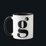 Taza Monograma moderno Letra inicial G negro y blanco<br><div class="desc">Monograma moderno de g en blanco y negro. Si su carta preferida no funciona en esta taza,  por favor vea la colección de mug de monograma para la carta que desea o contacte conmigo.</div>