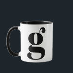 Taza Monograma moderno Letra inicial G negro y blanco<br><div class="desc">Monograma moderno de g en blanco y negro. Si su carta preferida no funciona en esta taza,  por favor vea la colección de mug de monograma para la carta que desea o contacte conmigo.</div>