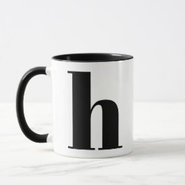 Taza Monograma moderno Letra inicial h Negro y Blanco