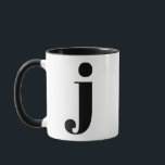 Taza Monograma moderno Letra inicial J Negro y Blanco<br><div class="desc">Monograma j moderno lindo en blanco y negro. Si su carta preferida no funciona en esta taza,  por favor vea la colección de mug de monograma para la carta que desea o contacte conmigo.</div>