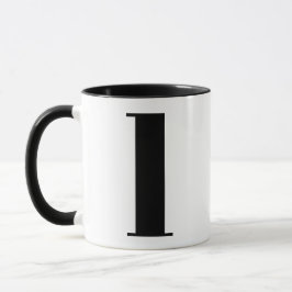 Taza Monograma moderno Letra inicial l blanco y negro