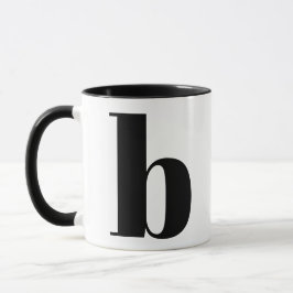 Taza Monograma moderno Letra inicial negro y blanco B