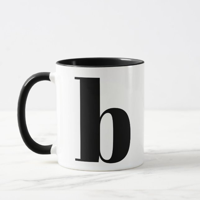 Taza Monograma moderno Letra inicial negro y blanco B (Izquierda)