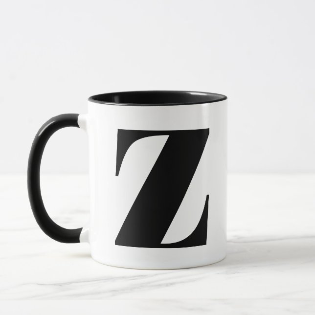 Taza Monograma moderno Letra inicial Z Negro y Blanco (Izquierda)