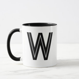 Taza Monograma moderno negro personalizado