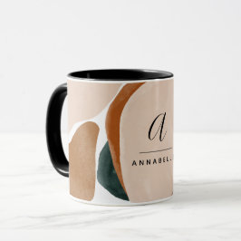 Taza Monograma moderno óxido verde abstracto elegante