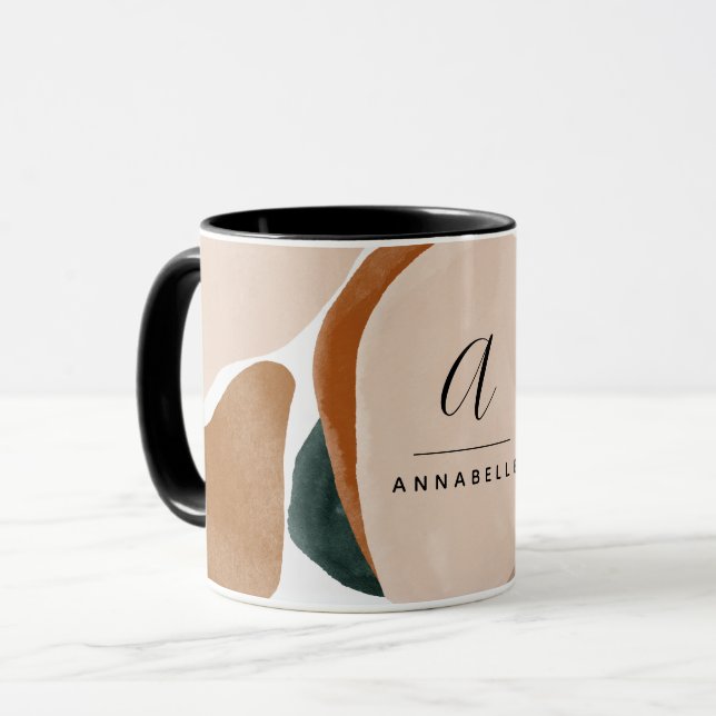Taza Monograma moderno óxido verde abstracto elegante (Anverso izquierdo)